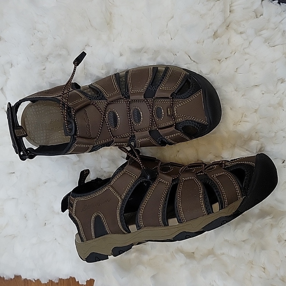 Eddie Bauer Meridian brown bump toe sandal drawstring flexible outsole 10 NEW…
